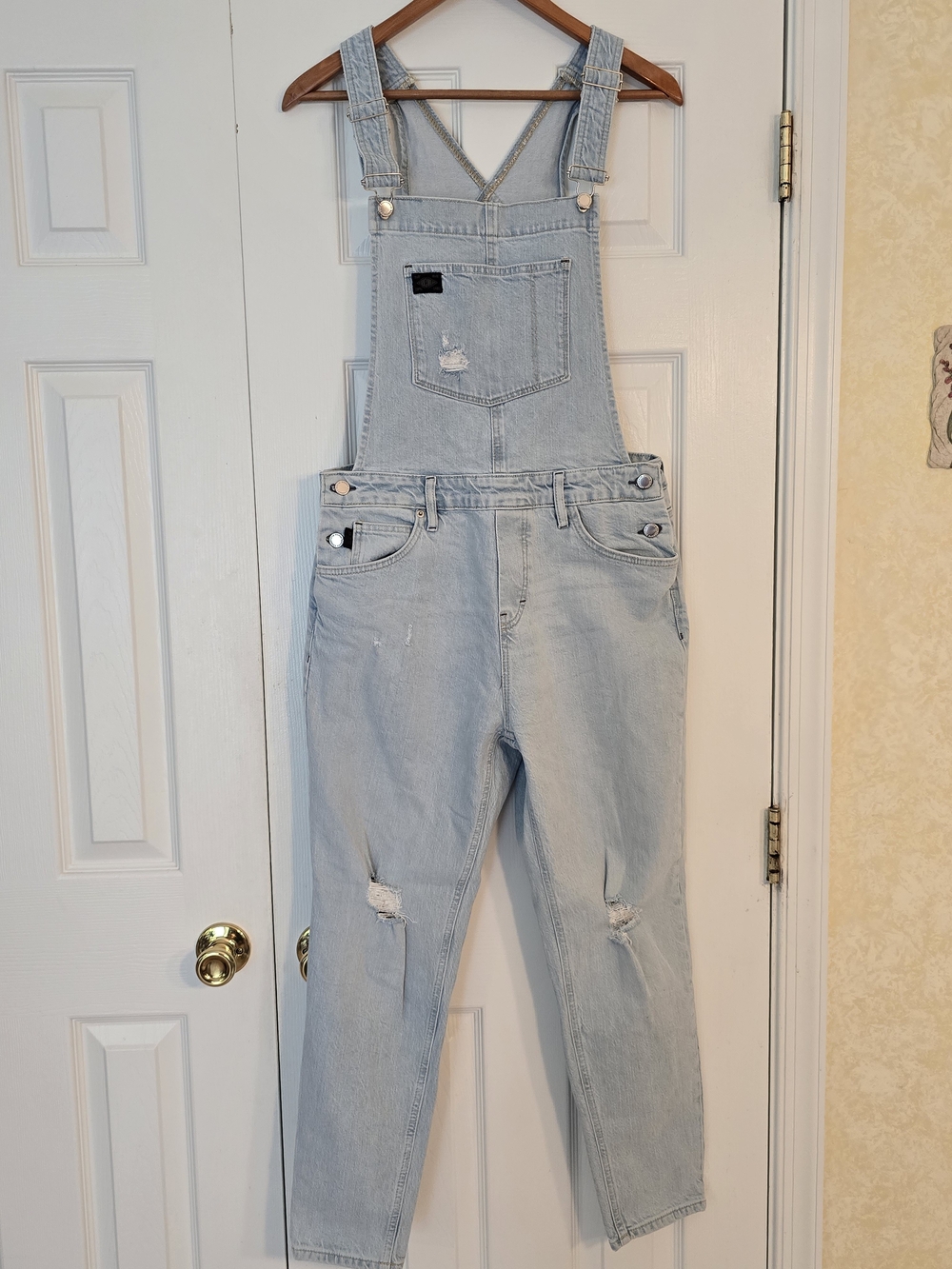 NWOT Superdry Light Blue  Denim Overalls - Casual Ripped Jeans - 12